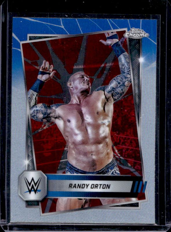 Randy Orton 2025 Topps Chrome WWE #14 Red & Blue Refractor RAW