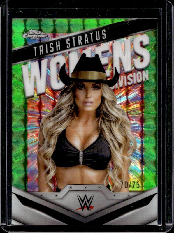 Trish Stratus 2025 Topps Chrome WWE #WD-TRI Women's Division - Neon Green Geometric Refractor /75 RAW
