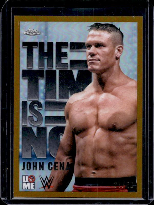 John Cena 2025 Topps Chrome WWE #TIN-1 The Time Is Now - Gold Refractor /50 RAW