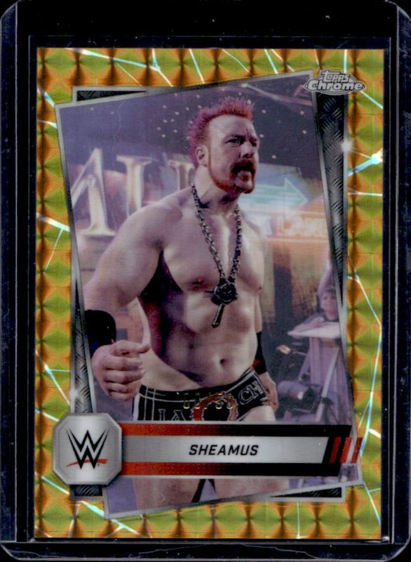 Sheamus 2025 Topps Chrome WWE #132 Gold Geometric Refractor /50 RAW