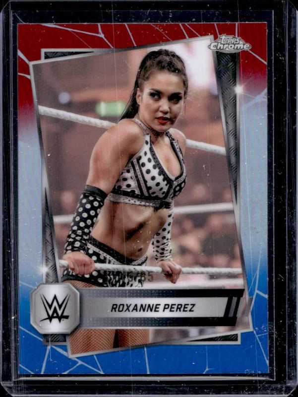 Roxanne Perez 2025 Topps Chrome WWE #44 Red White Blue Refractor RAW