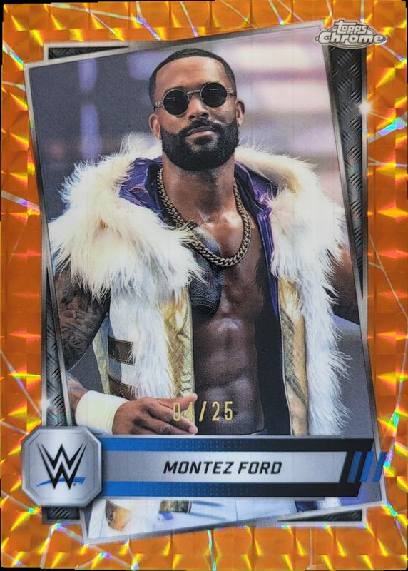 Montez Ford 2025 Topps Chrome WWE #185 Orange Geometric Refractor /25 RAW