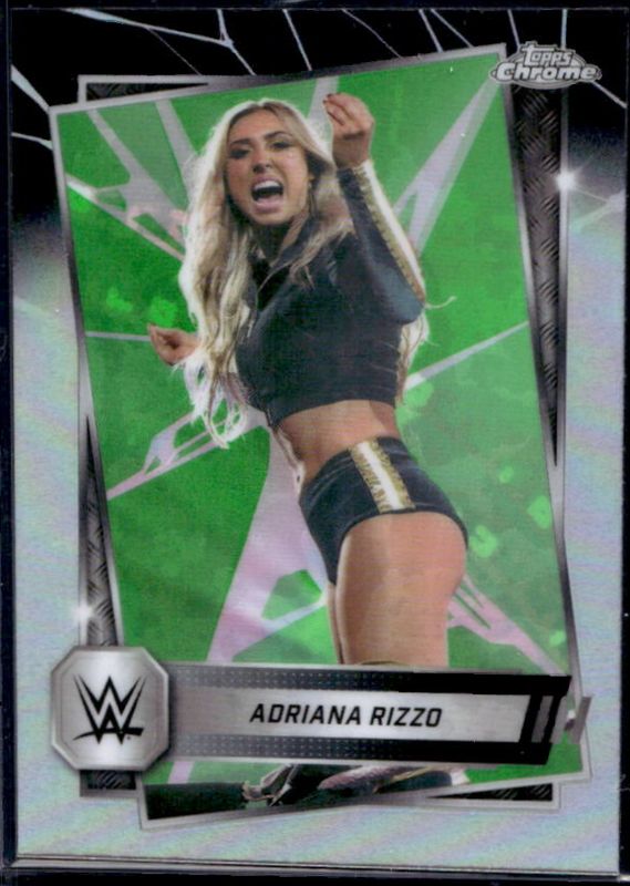 Adriana Rizzo 2025 Topps Chrome WWE #18 Neon Green & Black Refractor RAW