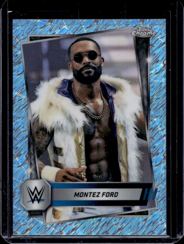 Montez Ford 2025 Topps Chrome WWE #185 Aqua Shimmer Refractor /199 RAW