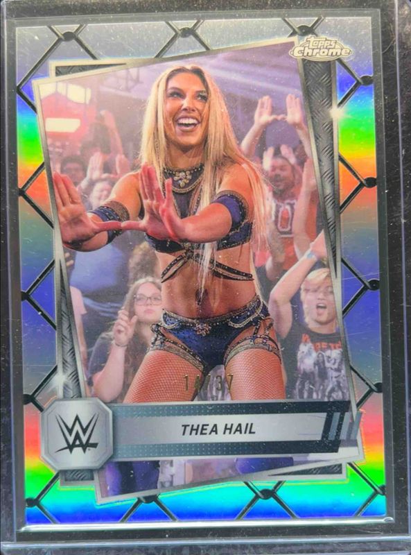 Thea Hail 2025 Topps Chrome WWE #81 Steel Cage Refractor /37 RAW