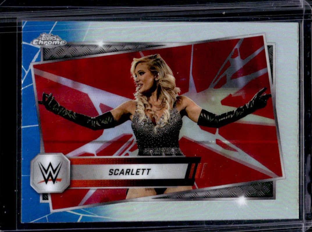 Scarlett 2025 Topps Chrome WWE #101 Red & Blue Refractor RAW