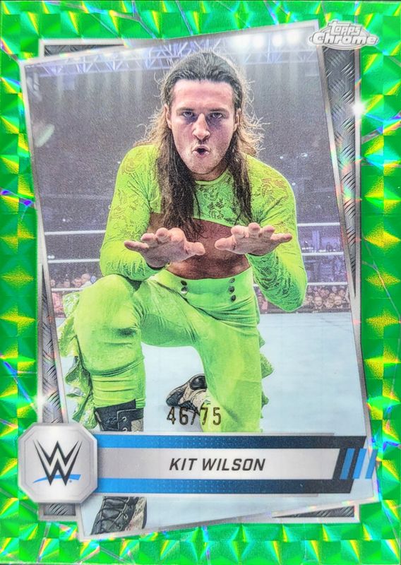 Kit Wilson 2025 Topps Chrome WWE #102 Neon Green Geometric Refractor /75 RAW