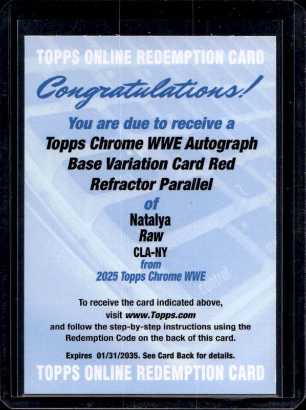 2025 Topps Chrome WWE #CLA-NY Autographs - Red Refractor /5