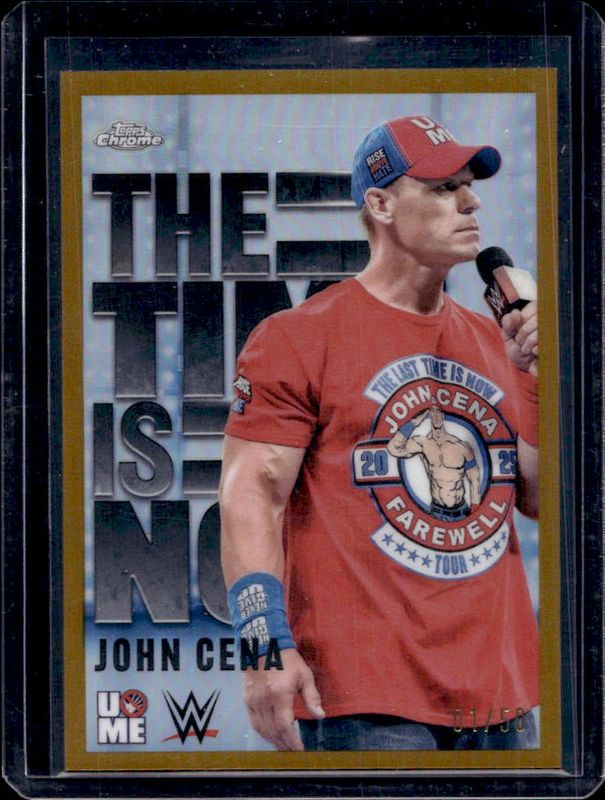 John Cena 2025 Topps Chrome WWE #TIN-25 The Time Is Now - Gold Refractor /50 RAW