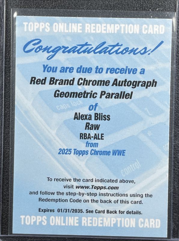 Alexa Bliss 2025 Topps Chrome WWE #RBA-ALE Red Brand Autographs - Red Geometric Refractor /5 RAW