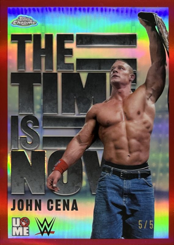 John Cena 2025 Topps Chrome WWE #TIN-18 The Time Is Now - Red Refractor /5 RAW