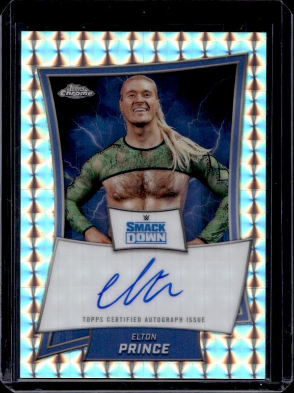 Elton Prince 2025 Topps Chrome WWE #BBA-ELT Blue Brand Autographs - Geometric Refractor RAW