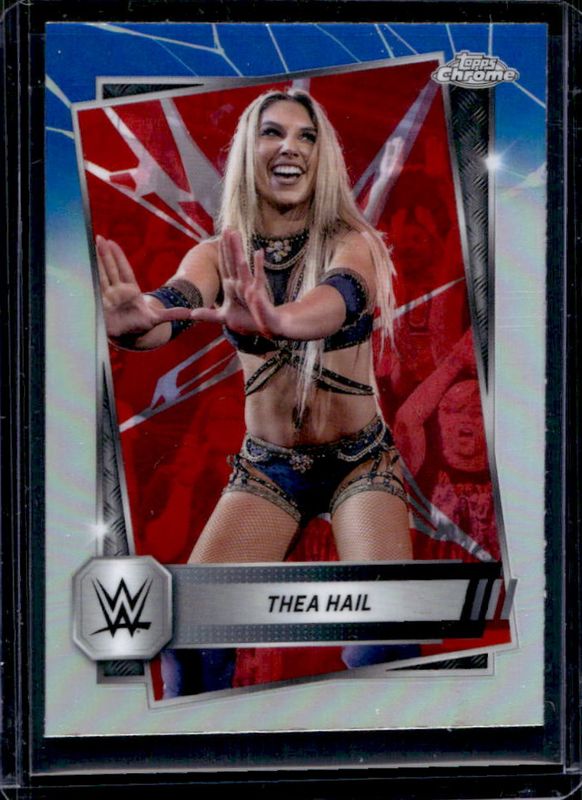 Thea Hail 2025 Topps Chrome WWE #81 Red & Blue Refractor RAW