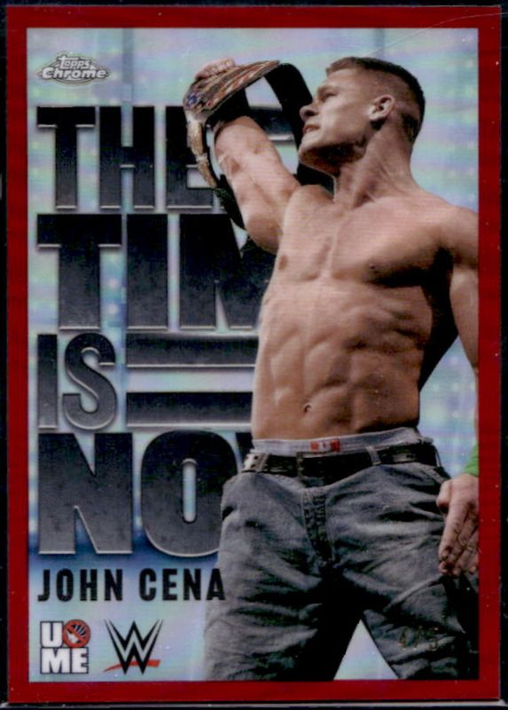 John Cena 2025 Topps Chrome WWE #TIN-3 The Time Is Now - Red Refractor /5 RAW