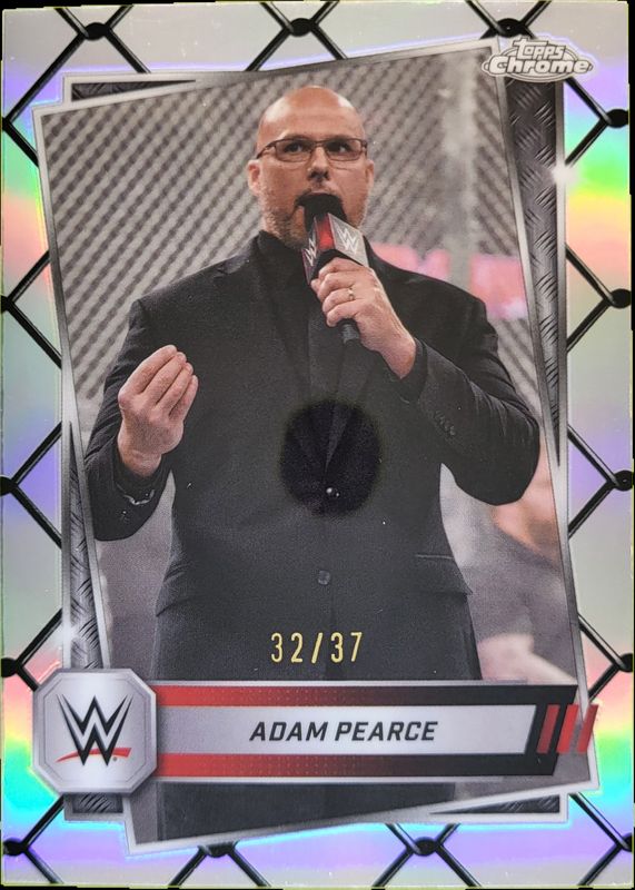 Adam Pearce 2025 Topps Chrome WWE #140 Steel Cage Refractor /37 RAW