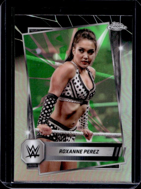 Roxanne Perez 2025 Topps Chrome WWE #44 Neon Green & Black Refractor RAW