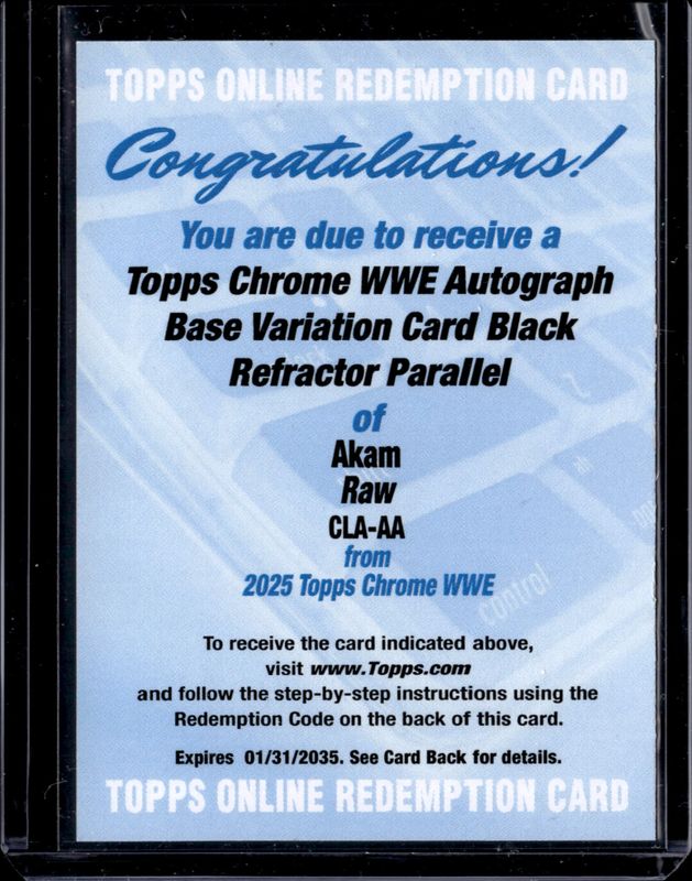 Akam 2025 Topps Chrome WWE #CLA-AA Autographs - Black Refractor /10 RAW