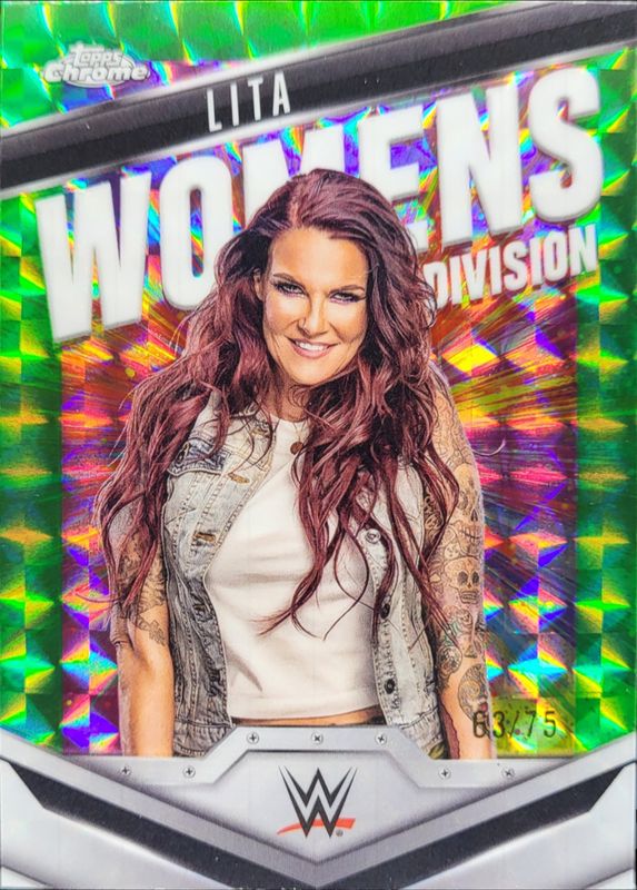 2025 Topps Chrome WWE #WD-LIT Women's Division - Neon Green Geometric Refractor /75