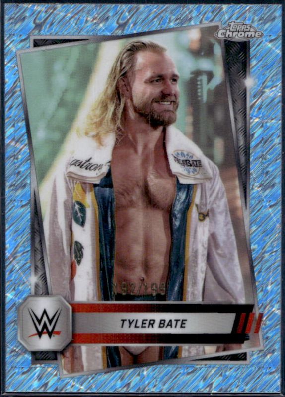 Tyler Bate 2025 Topps Chrome WWE #157 Aqua Shimmer Refractor /199 RAW
