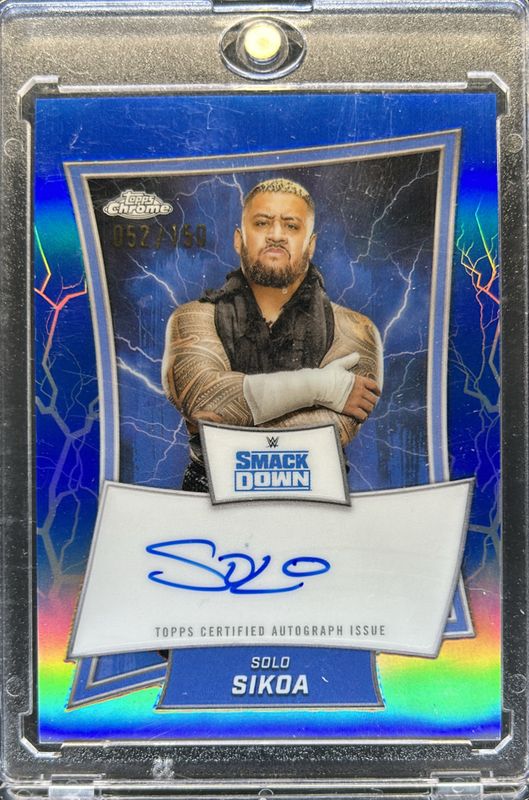 Solo Sikoa 2025 Topps Chrome WWE #BBA-SOL Blue Brand Autographs - Blue Refractor /150 RAW