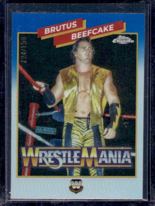 Brutus Beefcake 2025 Topps Chrome WWE #WM-BB WrestleMania Recall - Blue Refractor /150 RAW
