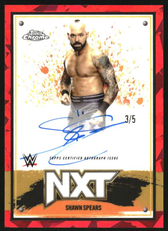 Shawn Spears 2025 Topps Chrome WWE #NXT-SSP NXT Chrome Autographs - Red Refractor /5 RAW