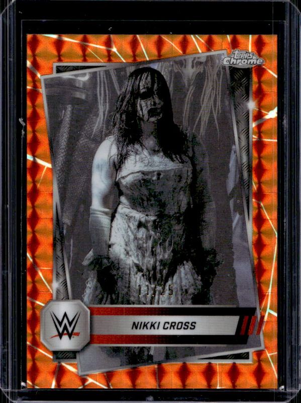 Nikki Cross 2025 Topps Chrome WWE #75 Orange Geometric Refractor /25 RAW
