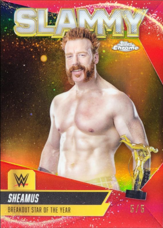 Sheamus 2025 Topps Chrome WWE #SMY-SMS Slammy - Red Refractor /5 RAW