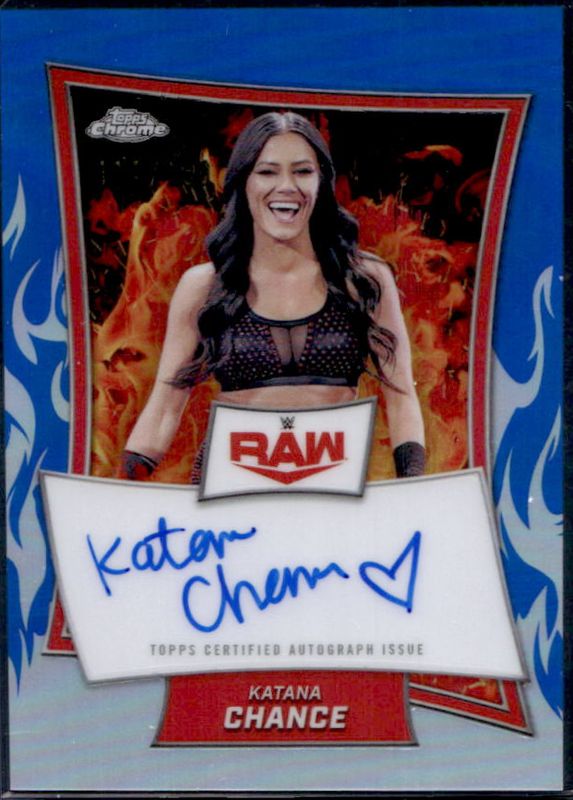 Katana Chance 2025 Topps Chrome WWE #RBA-KAA Red Brand Autographs - Blue Refractor /150 RAW