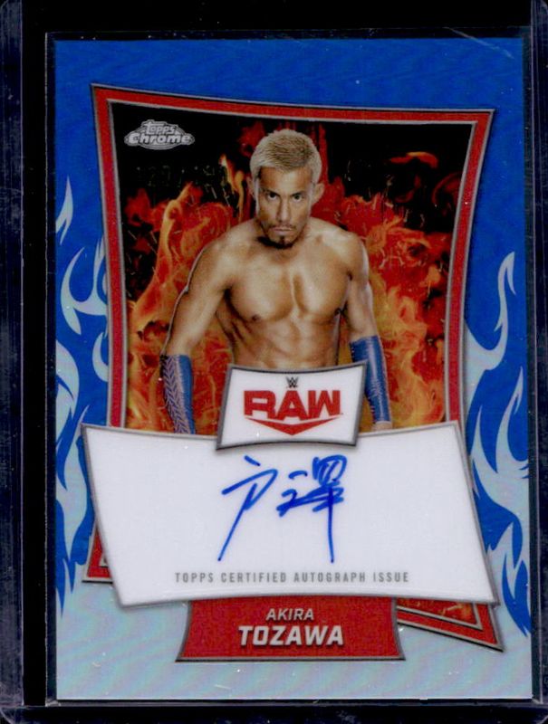 Akira Tozawa 2025 Topps Chrome WWE #RBA-AKI Red Brand Autographs - Blue Refractor /150 RAW