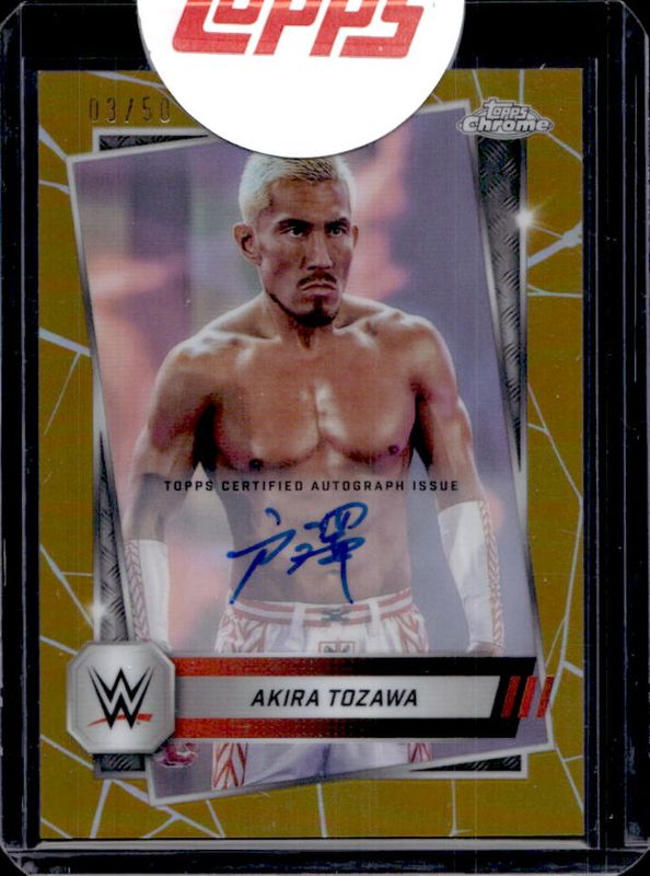 Akira Tozawa 2025 Topps Chrome WWE #CLA-TZ Autographs - Gold Refractor /50 RAW