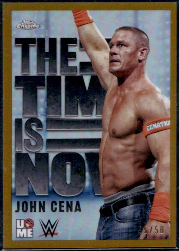John Cena 2025 Topps Chrome WWE #TIN-17 The Time Is Now - Gold Refractor /50 RAW