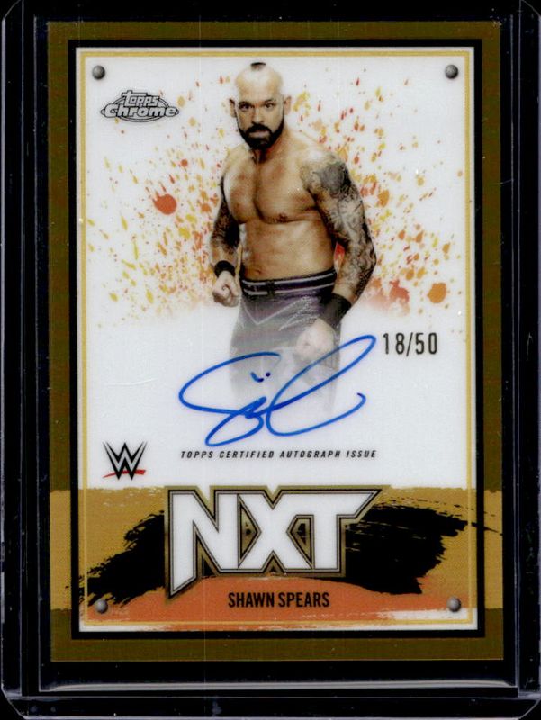 Shawn Spears 2025 Topps Chrome WWE #NXT-SSP NXT Chrome Autographs - Gold Refractor /50 RAW