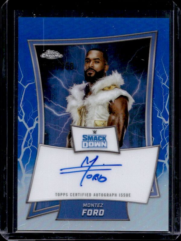 Montez Ford 2025 Topps Chrome WWE #BBA-MON Blue Brand Autographs RAW