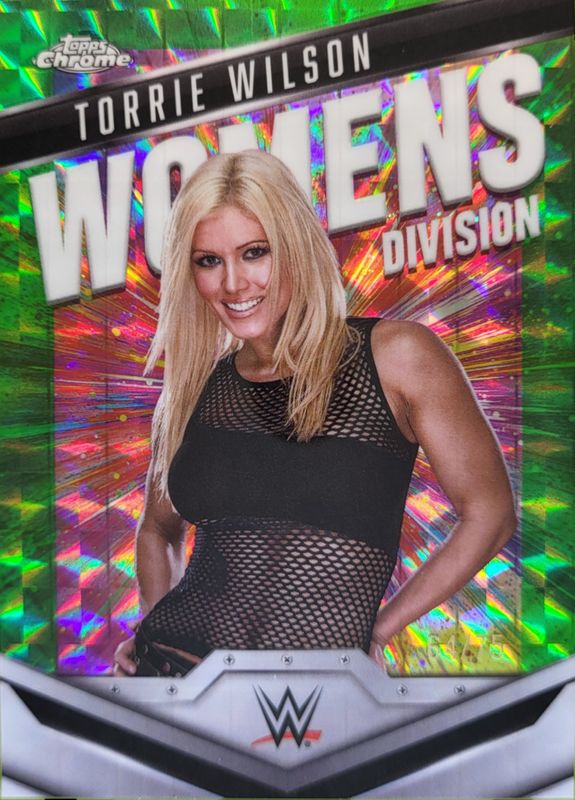 Torrie Wilson 2025 Topps Chrome WWE #WD-TOR Women's Division - Neon Green Geometric Refractor /75 RAW
