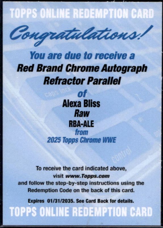 Alexa Bliss 2025 Topps Chrome WWE #RBA-ALE Red Brand Autographs - Refractor RAW