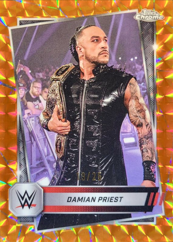 Damian Priest 2025 Topps Chrome WWE #46 Orange Geometric Refractor /25 RAW