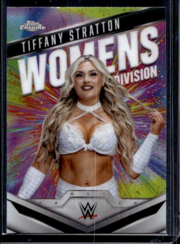 Tiffany Stratton 2025 Topps Chrome WWE #WD-TIF Women's Division - Refractor RAW