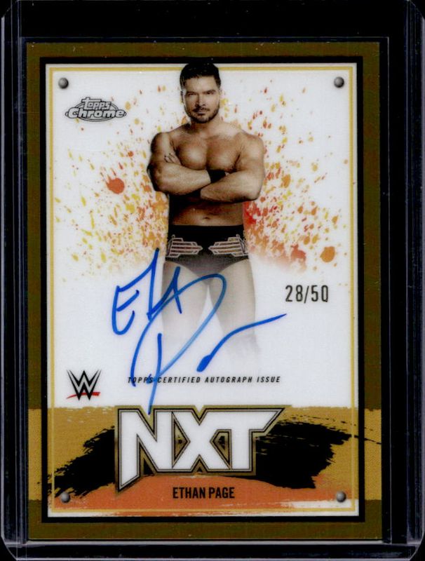 Ethan Page 2025 Topps Chrome WWE #NXT-EPG NXT Chrome Autographs - Gold Refractor /50 RAW