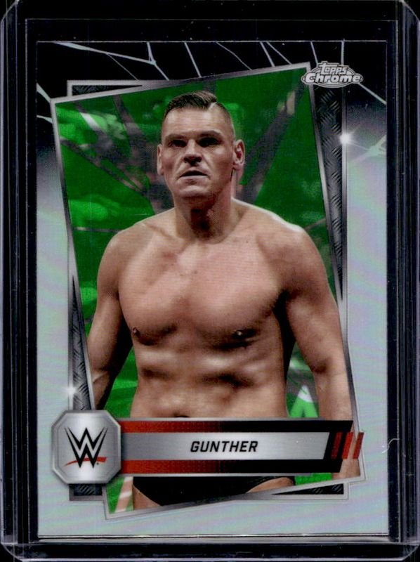 Gunther 2025 Topps Chrome WWE #2 Neon Green & Black Refractor RAW