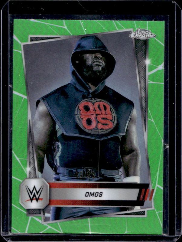 Omos 2025 Topps Chrome WWE #53 Green Refractor /99 RAW