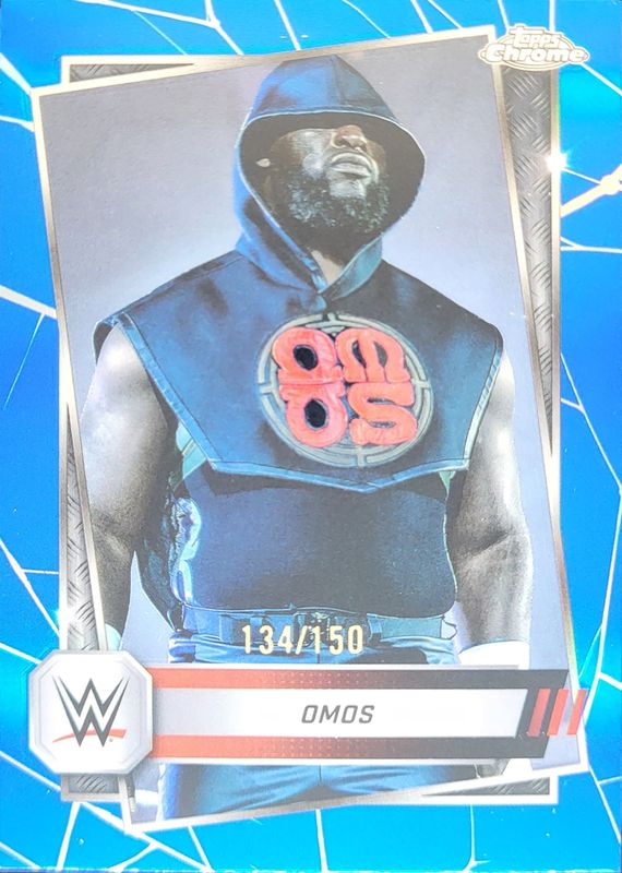 Omos 2025 Topps Chrome WWE #53 Blue Refractor /150 RAW