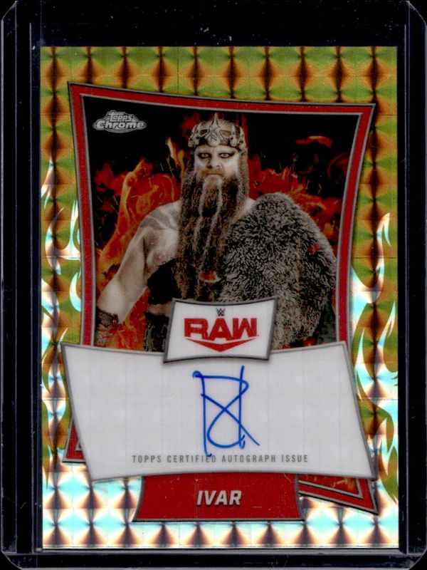 Ivar 2025 Topps Chrome WWE #RBA-IVA Red Brand Autographs - Gold Geometric Refractor /50 RAW