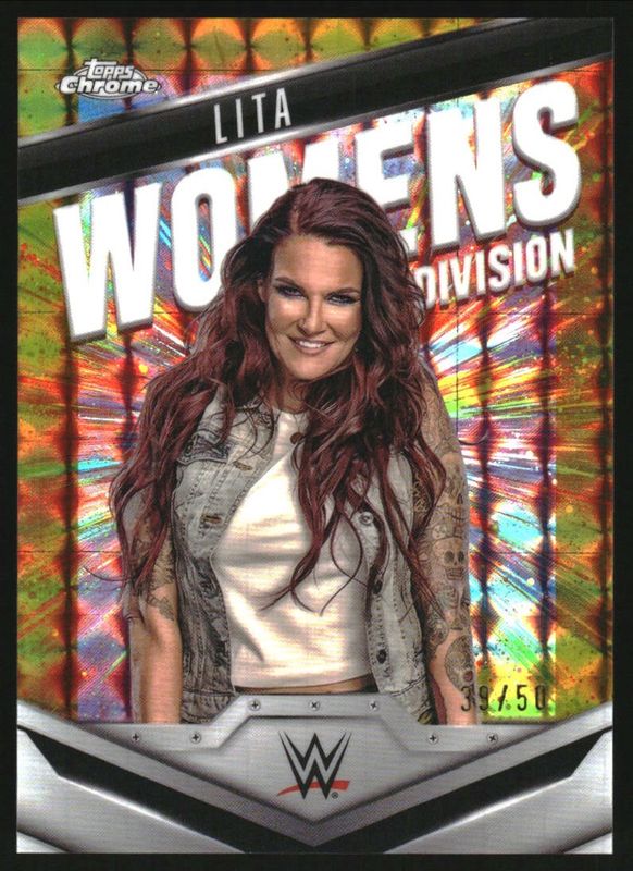 2025 Topps Chrome WWE #WD-LIT Women's Division - Gold Geometric Refractor /50