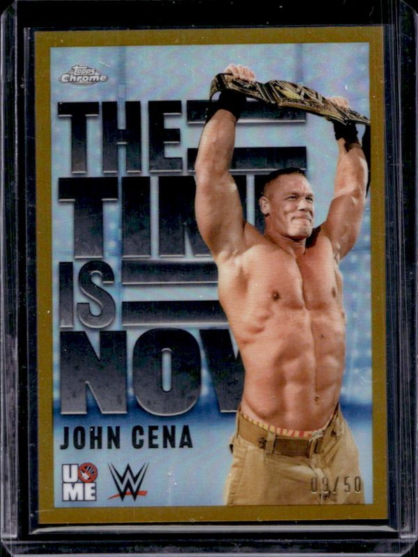 John Cena 2025 Topps Chrome WWE #TIN-22 The Time Is Now - Gold Refractor /50 RAW