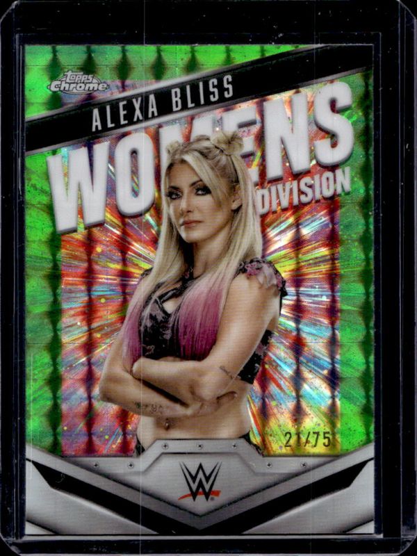 Alexa Bliss 2025 Topps Chrome WWE #WD-ALE Women's Division - Neon Green Geometric Refractor /75 RAW