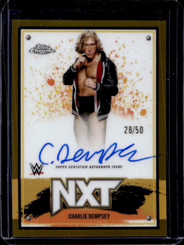Charlie Dempsey 2025 Topps Chrome WWE #NXT-CHD NXT Chrome Autographs - Gold Refractor /50 RAW
