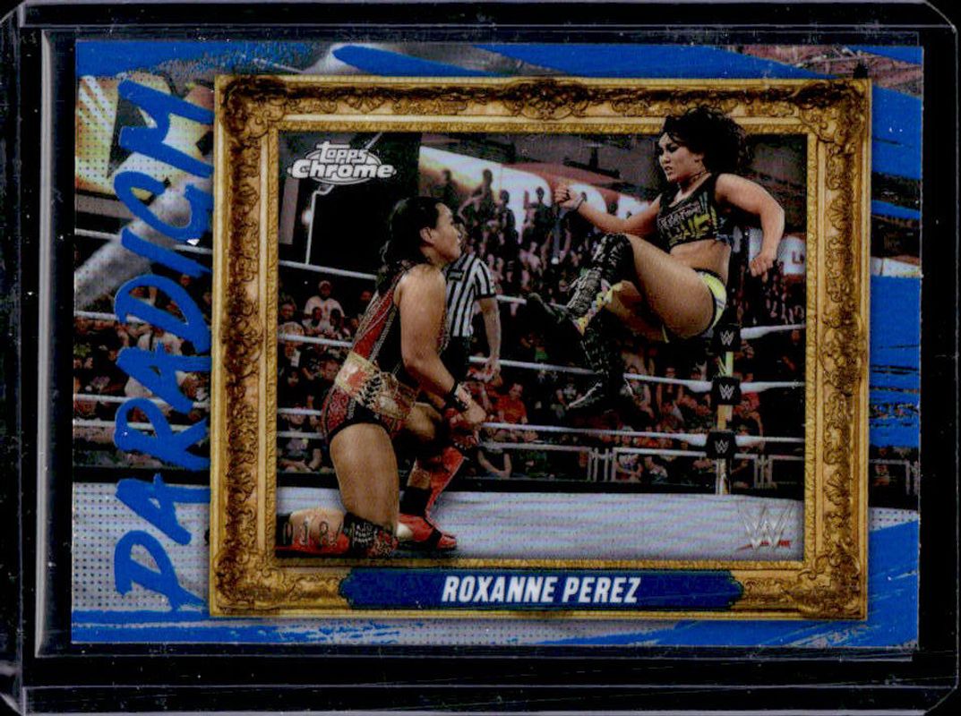 Roxanne Perez 2025 Topps Chrome WWE #PAR-RPZ Paradigm - Blue Refractor /150 RAW