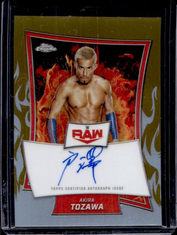 Akira Tozawa 2025 Topps Chrome WWE #RBA-AKI Red Brand Autographs - Gold Refractor /50 RAW