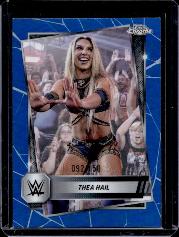 Thea Hail 2025 Topps Chrome WWE #81 Blue Refractor /150 RAW